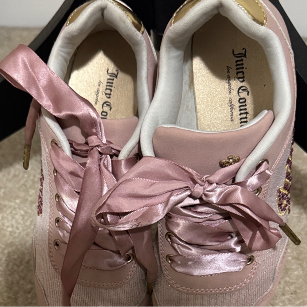 Juicy Couture Blush Pink Satin Ribbon Sneakers